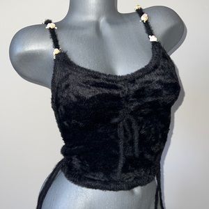 For love and lemons woman’s fuzzy ruched tank top size small